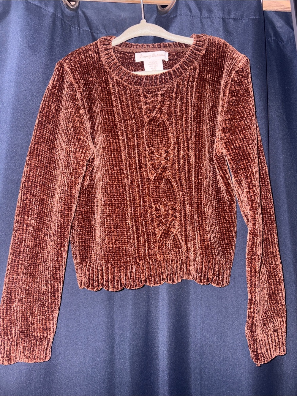 Cozy Chenille Cable Knit Sweater in Rust